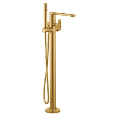 Click here to see Moen 620BG Moen Greenfield Freestanding Tub Filler Trim w/ Hand Shower, Single-Handle, Brushed Gold - 620BG