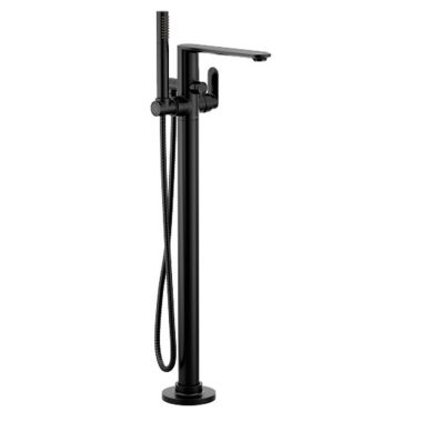 Click here to see Moen 620BL Moen Greenfield 6 GPM Freestanding Tub Filler with 1.75 GPM Single-Function Hand Shower, 10in Center, Single Lever Handle, Matte Black - 620BL