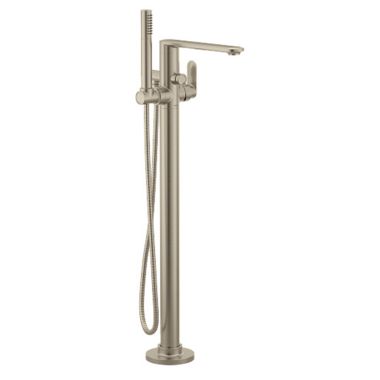 Click here to see Moen 620BN Moen Greenfield 6 GPM Freestanding Tub Filler with 1.75 GPM Single-Function Hand Shower, 10in Center, Single Lever Handle, Brushed Nickel - 620BN