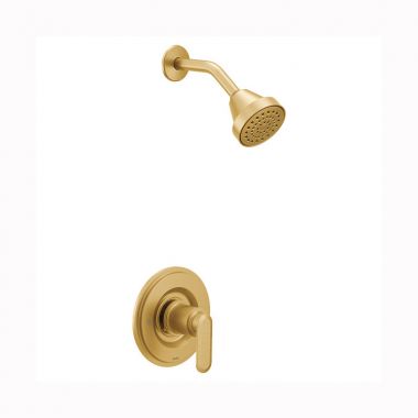 Click here to see Moen T2222EPBG Moen Greenfield Posi-Temp Single-Handle Shower Faucet, One-Function, 1.75 GPM, Lever Handle, Eco-Performance, M-PACT, Brushed Gold - T2222EPBG