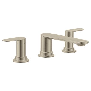 Click here to see Moen T6503BN Moen Greenfield Two-Handle Roman Tub Faucet, 10in Center, Lever Handles, Temperature Indicator, Brushed Nickel - T6503BN