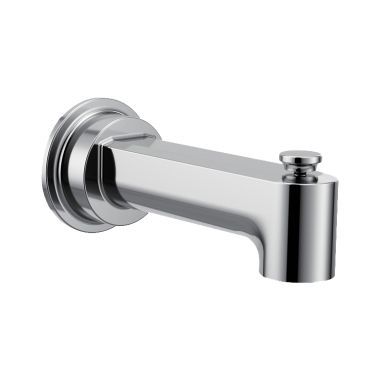 Click here to see Moen 4325 Moen Greenfield 7-3/8-inch Wall Mounted Chrome Diverter Tub Spout with 1/2-inch Connection Size, Slip Fit - 4325