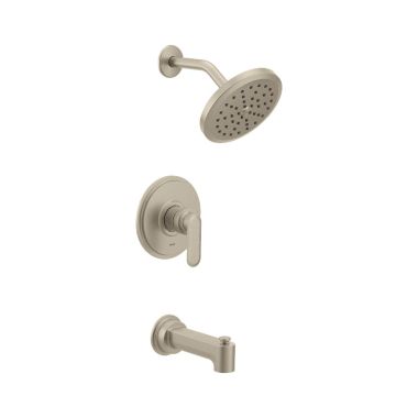 Click here to see Moen UT33323BN Moen Greenfield M-Core 3-Series Tub/Shower Faucet with 2.5 GPM Rainshower, 1-Function, Single Lever Handle, M-PACT, Brushed Nickel - UT33323BN