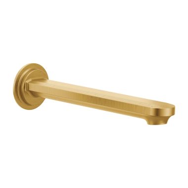 Click here to see Moen TF4326BG Moen Greenfield 10in Ultra Thin Single-Function Non-Diverting Brushed Gold Tub Filler with M-PACT Common Valve System, 1/2-inch Connection - TF4326BG
