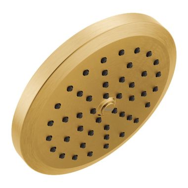 Click here to see Moen S178BG Moen Greenfield 6-3/4in Single-Function Rainfall Shower Head with Immersion Rainshower Technology, 2.5 GPM, Brushed Gold - S178BG
