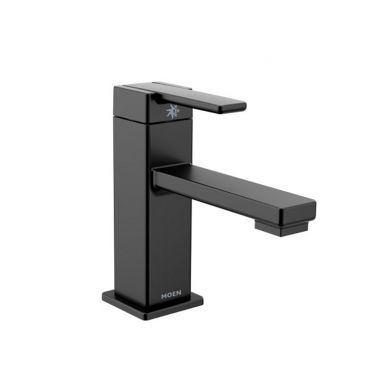 Click here to see Moen S6710BL Moen 90 Degree Single-Handle Low Arc Matte Black Bathroom Sink Faucet with Metal Pop-Up, 1.2 GPM, Lever Handle, Single-Hole, WaterSense - S6710BL