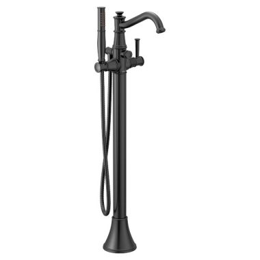 Click here to see Moen 9025BL Moen Belfield Freestanding Tub Filler w/ Single-Function Hand Shower, Matte Black - 9025BL