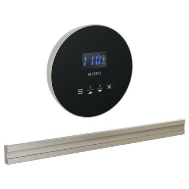 Click here to see Brizo 8CB-250R-BN-L Brizo Mystix 4in Round-Shaped Brushed Nickel Steam Control Kit with Programmable Time and Temperature, Lumicoat Technology - 8CB-250R-BN-L