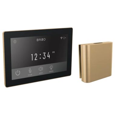Click here to see Brizo 8CH-600S-GL-L Brizo Mystix Square-Shaped Luxe Gold Digital Steam Control Kit with Built-In WiFi and Bluetooth, Lumicoat Technology, 12 Presets - 8CH-600S-GL-L