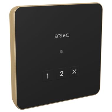 Click here to see Brizo 8CN-220L-GL-L Brizo Mystix 3-7/8in Luxe Gold Linear Square Exterior Control with LED Indicator, Lumicoat Technology - 8CN-220L-GL-L