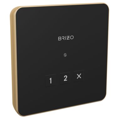 Click here to see Brizo 8CN-220L-PG-L Brizo Mystix 3-7/8in Polished Gold Linear Square Exterior Control with LED Indicator, Lumicoat Technology - 8CN-220L-PG-L