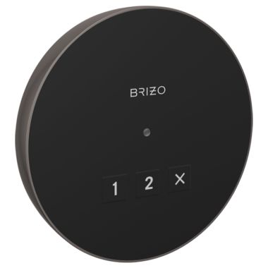 Click here to see Brizo 8CN-220R-BNX-L Brizo Mystix 4-1/8in Black Onyx Round Exterior Control with LED Indicator, Lumicoat Technology - 8CN-220R-BNX-L