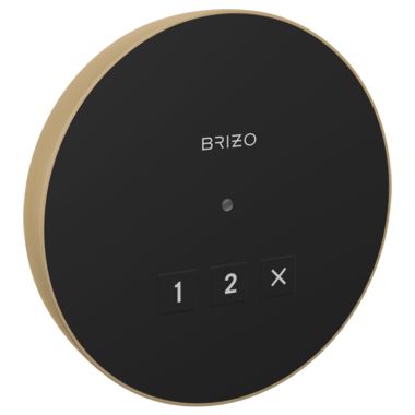 Click here to see Brizo 8CN-220R-GL-L Brizo Mystix 4-1/8in Luxe Gold Round Exterior Control with LED Indicator, Lumicoat Technology - 8CN-220R-GL-L