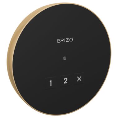Click here to see Brizo 8CN-220R-PG-L Brizo Mystix 4-1/8in Polished Gold Round Exterior Control with LED Indicator, Lumicoat Technology - 8CN-220R-PG-L