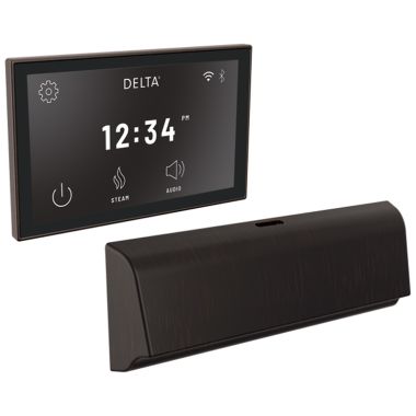 Click here to see Delta 5CB-550L-RB Delta SteamScape Deluxe System Unilateral Digital Steam Package with 9in x 3in Venetian Bronze Steam Outlet, 12 User Presets - 5CB-550L-RB