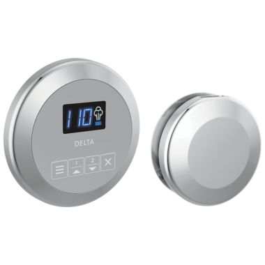 Click here to see Delta 5CH-250R-PR Delta SteamScape Round-Shaped Chrome Steam Package with Patented Dual Sensor Technology, Digital Display, Lumicoat Technology - 5CH-250R-PR