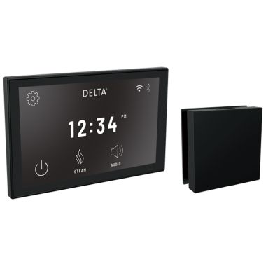 Click here to see Delta 5CH-550L-BL Delta SteamScape Deluxe System Steam Package with 3in Matte Black Square-Shaped Steam Head, 12 User Presets - 5CH-550L-BL