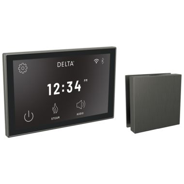 Click here to see Delta 5CH-550L-KS-PR Delta SteamScape Deluxe System Steam Package with 3in Black Stainless Square-Shaped Steam Head, Lumicoat Technology - 5CH-550L-KS-PR