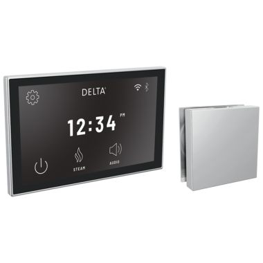 Click here to see Delta 5CH-550L-PR Delta SteamScape Deluxe System Steam Package with 3in Chrome Square-Shaped Steam Head, Lumicoat Technology, 12 User Presets - 5CH-550L-PR