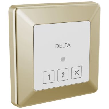 Click here to see Delta 5CN-220T-PN-PR Delta SteamScape Classic System Square-Shaped 3-3/4in Polished Nickel Exterior Steam Control with LED Indicator, Lumicoat Technology - 5CN-220T-PN-PR