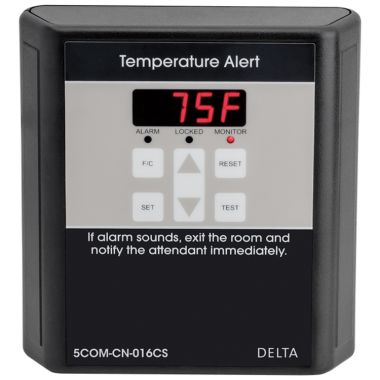 Click here to see Delta 5COM-CN-016CS Delta Commercial Steam 12-Volt Temperature Alert with Tamper Proof Lock, Digital Display, Built-In Audible Alarm - 5COM-CN-016CS