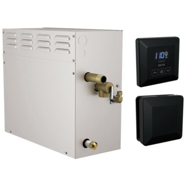 Click here to see Delta 5P-EST15-BL Delta SimpleSteam Matte Black Steam Generator Kit with Square-Shaped Controller/ Steamhead and a 35-foot Power Cable, 15kW - 5P-EST15-BL