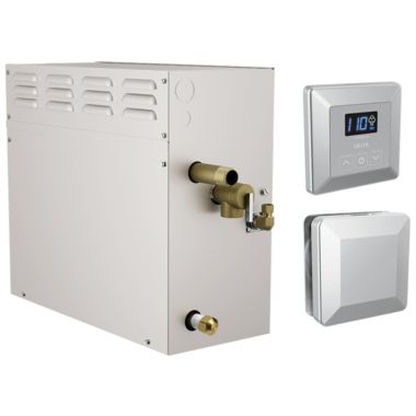Click here to see Delta 5P-EST15-PR Delta SimpleSteam Chrome Steam Generator Kit with Square-Shaped Controller/ Steamhead and a 35-foot Power Cable, 15kW - 5P-EST15-PR