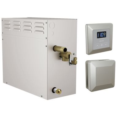 Click here to see Delta 5P-EST12-SS-PR Delta SimpleSteam Stainless Steam Generator Kit with Square-Shaped Controller/ Steamhead and a 35-foot Power Cable, 12kW - 5P-EST12-SS-PR