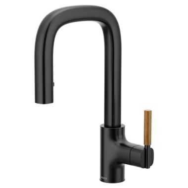 Click here to see Moen S64001BL Moen Tenon One-Handle Pull-Down Bar/Prep Faucet, 1.5 GPM, Matte Black - S64001BL
