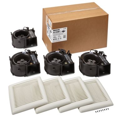 Click here to see Broan AE100BF1 Broan-NuTone Flex Series Ventilation Fan Finish Pack with 100 CFM and 1.0 Sones, Energy Star Certified - AE110KF