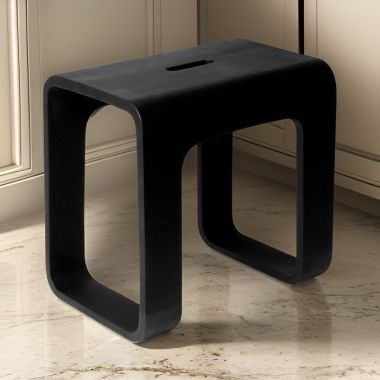 Click here to see Alfi ABST99BM Alfi Matte Black Solid Surface Resin Composite, 16in Shower Stool with Hand Insert Slot - ABST99BM