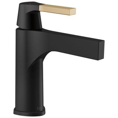 Click here to see Delta 574-GZMPU-DST Delta Zura Single Handle Bathroom Faucet, Matte Black/Champagne Bronze - 574-GZMPU-DST