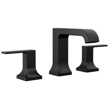 Click here to see Delta 3539LF-BLMPU Delta Velum Two Handle Widespread Bathroom Faucet, ADA, 1.2 GPM, Matte Black - 3539LF-BLMPU
