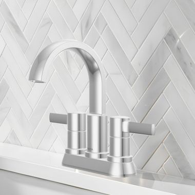 Click here to see Delta 25855LF Delta Albion Two Handle Centerset Bathroom Faucet, ADA, 1.2 GPM, WaterSense, Chrome - 25855LF