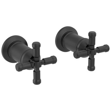 Click here to see Delta H586BL Delta Broderick Cross Handles for T3584LF-BLLHP-WL Two Handle Wall Mount Bathroom Faucet Trim, Matte Black - H586BL