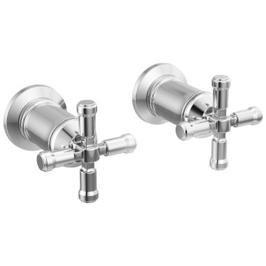 Click here to see Delta H586-PR Delta Broderick Cross Handles for T3584LF-LHP-WL Two Handle Wall Mount Bathroom Faucet Trim, Lumicoat Chrome - H586-PR