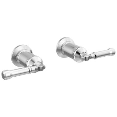 Click here to see Delta H585-PR Delta Broderick Lever Handles for T3584LF-LHP-WL Two Handle Wall Mount Bathroom Faucet Trim, Lumicoat Chrome - H585-PR