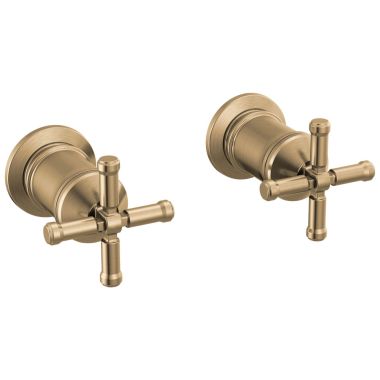 Click here to see Delta H584CZ-PR Delta Broderick Cross Handles for Broderick T5784 Wall Mount Tub Filler with Hand Shower, Lumicoat Champagne Bronze - H584CZ-PR