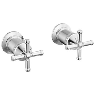 Click here to see Delta H584-PR Delta Broderick Cross Handles for Broderick T5784 Wall Mount Tub Filler with Hand Shower, Lumicoat Chrome - H584-PR