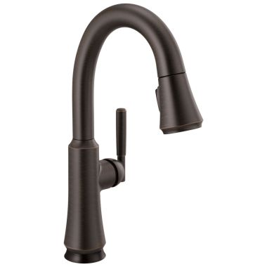 Click here to see Delta 9979TL-RB-DST Delta Coranto Single Handle Pull-Down Bar/Prep Faucet, Touch2O, VoiceIQ, DIAMOND Seal, MagnaTite, ADA, 1.8 GPM, Venetian Bronze - 9979TL-RB-DST