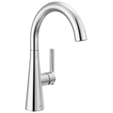 Click here to see Delta 14882LF Delta Bar Prep Faucet, Single Handle, Deck Mount, 360-Degree Rotating Spout, ADA-Compliant, Chrome - 14882LF