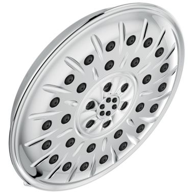 Click here to see Delta 52487-PR Delta Universal Showering Shower Head with Ultrasoak, 4-Setting, H2Okinetic, TouchClean, 1.75 GPM, Lumicoat Chrome - 52487-PR