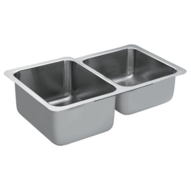 Click here to see Moen S22360 Moen S22360 Lancelot 29x18 Undermount Stainless Steel Double Bowl Sink