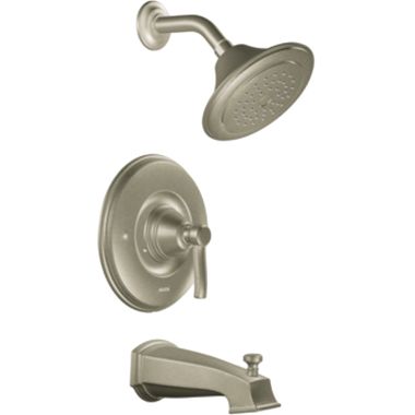 Click here to see Moen TS2213BN Moen Rothbury Posi-Temp Tub/Shower Faucet, 2.5 GPM, 1-Function, Single Lever Handle, M-PACT, Brushed Nickel - TS2213BN