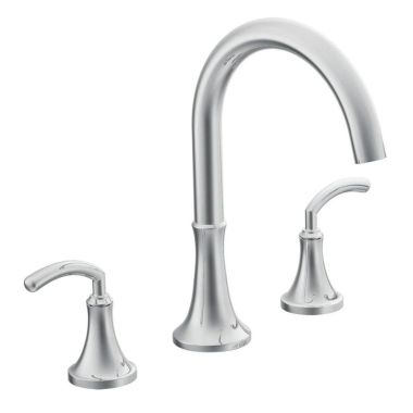 Click here to see Moen TS963 Moen Icon Two-Handle High Arc Roman Tub Faucet, 10in Center, Lever Handles, LifeShine Finish, Chrome - TS963