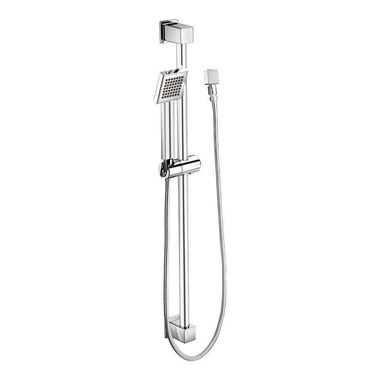 Click here to see Moen S3879EP Moen 90 Degree 3in Single-Function Hand Shower with 30in Slide Bar, Square, Eco-Performance, 1.75 GPM, WaterSense, Chrome - S3879EP