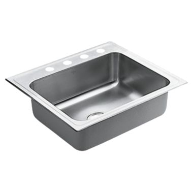 Click here to see Moen S22337 Moen S22337 Lancelot 25x22 Drop-in Stainless Steel Single Bowl Sink 4 Hole