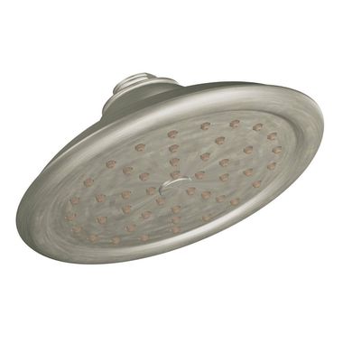 Click here to see Moen S6310BN Moen ExactTemp 7in Single-Function Rainshower Shower Head, Immersion Technology, 2.5 GPM, Wall-Mount, Round, Brushed Nickel - S6310BN