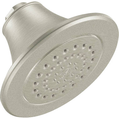 Click here to see Moen S6312BN Moen Icon 5-7/8in Single-Spray Function Showerhead, Metal Construction, Full Spray, Round, 1/2in IPS Connection, 2.5 GPM, 2.5 GPM, Brushed Nickel - S6312BN