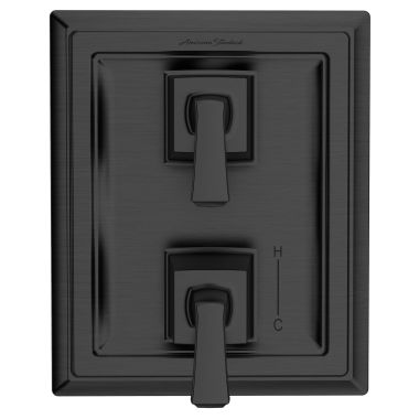 Click here to see American Standard TU455740.243 American Standard Town Square S Two Handle Pressure Balance Valve Trim with Diverter, ADA, Matte Black - TU455740.243